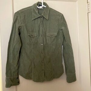 J crew green button down size: S